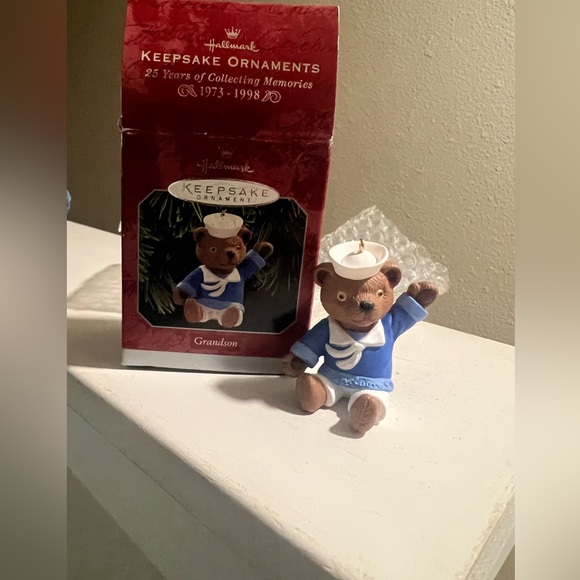 Vintage Hallmark Keepsake 1998 Grandson Christmas Ornament Sailor Teddy Bear - Picture 1 of 7